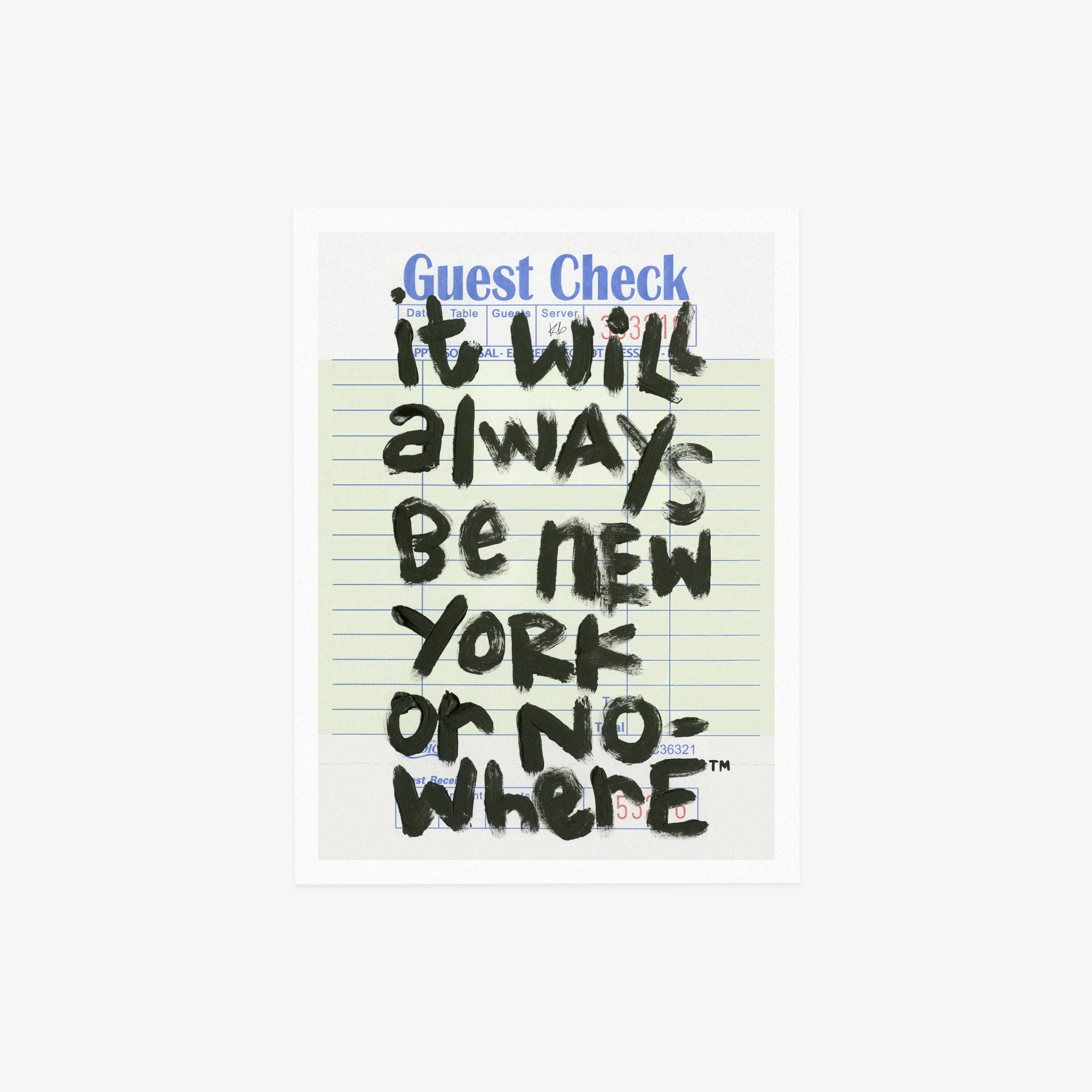 NYON “Guest Check” Art Print - 18" x 24" - New York or Nowhere®