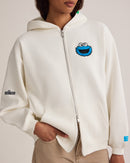 Cookie Monster Mascot Cropped Zip Hoodie