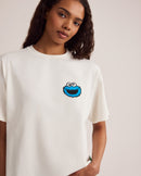 Cookie Monster Mascot Oversized Crop T-Shirt