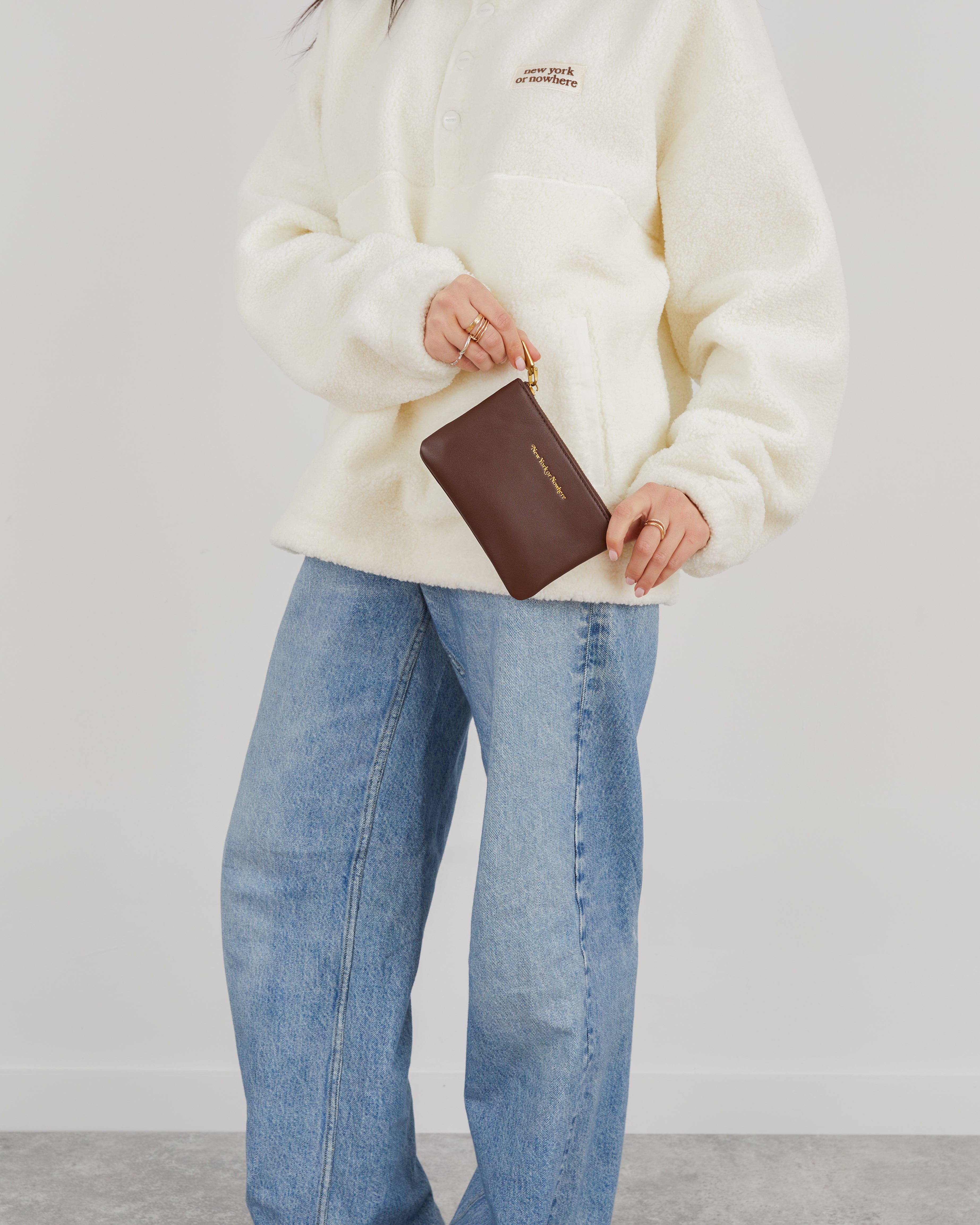 Signature Small Leather Zip Pouch – New York or Nowhere® Signature Small Leather Zip Pouch – New York or Nowhere®