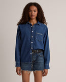 Cursive Denim Button Down Shirt - New York or Nowhere®