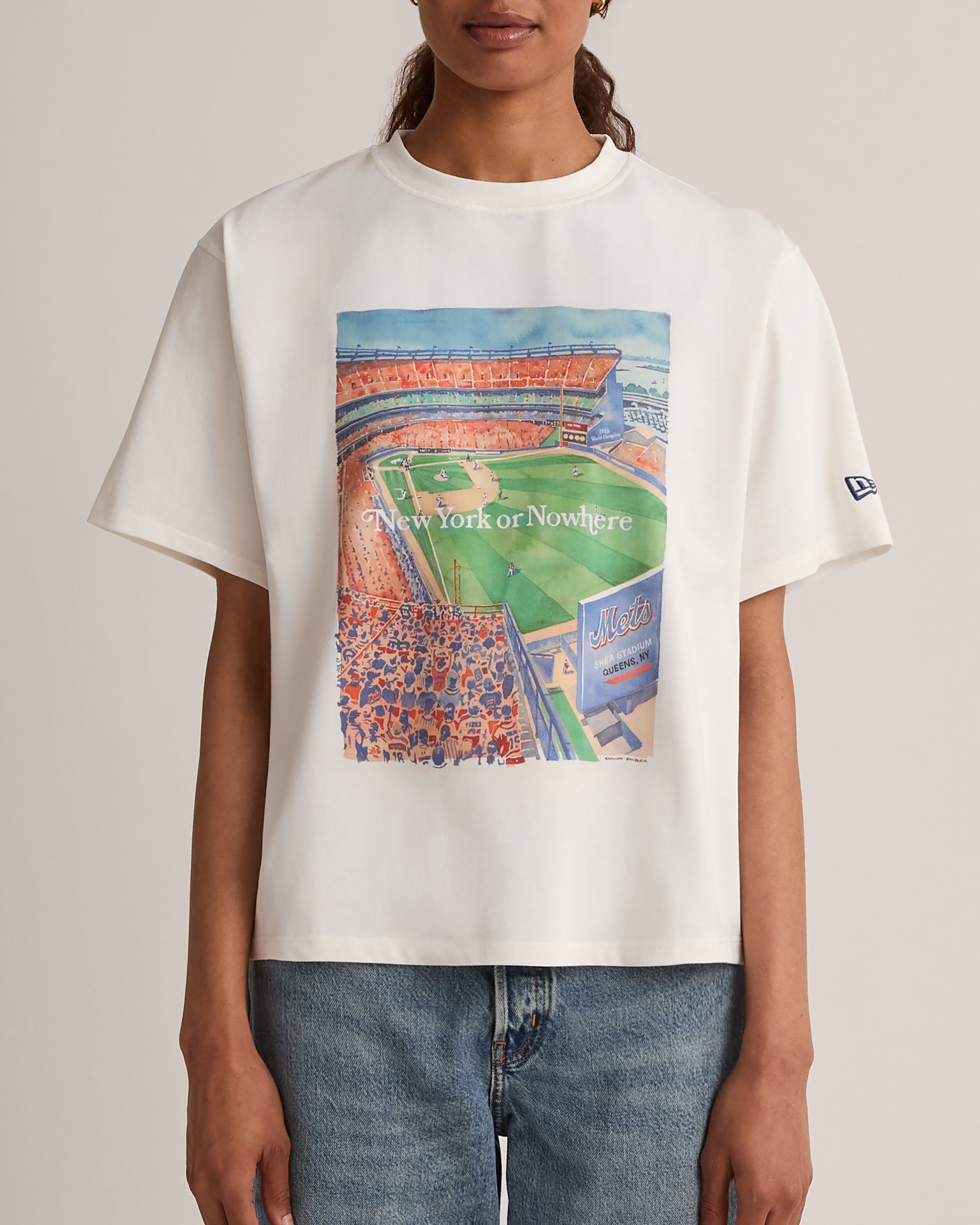 sea newyork シーニューヨーク 半袖トップス 4650 Mets Watercolor Oversized Crop T-Shirt – New York or Nowhere®