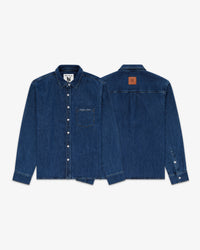 Cursive Denim Button Down Shirt